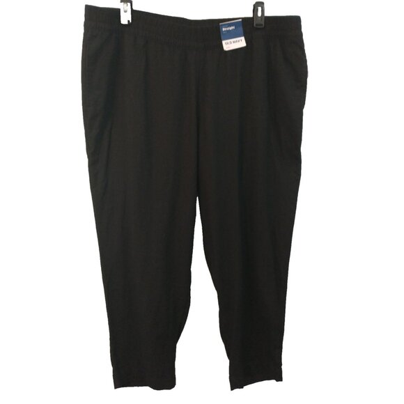 Old Navy Women's Ankle Pants Linen Blend High Rise Pockets Black - XXL  NWT - Picture 1 of 6